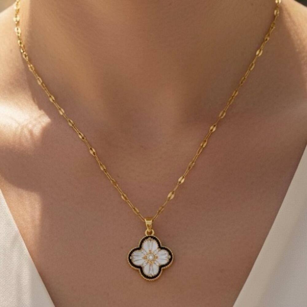 Gold Plated Four Leaf Clover Pendant Necklace